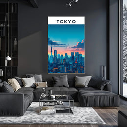 Tokyo Skyline at Sunset Travel Poster
