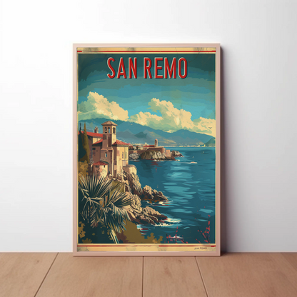 San Remo Italian Riviera Coastline Travel Poster