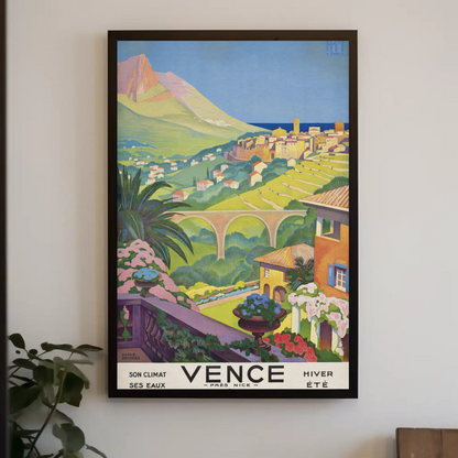 Vence - Scenic French Riviera Vintage Travel Poster