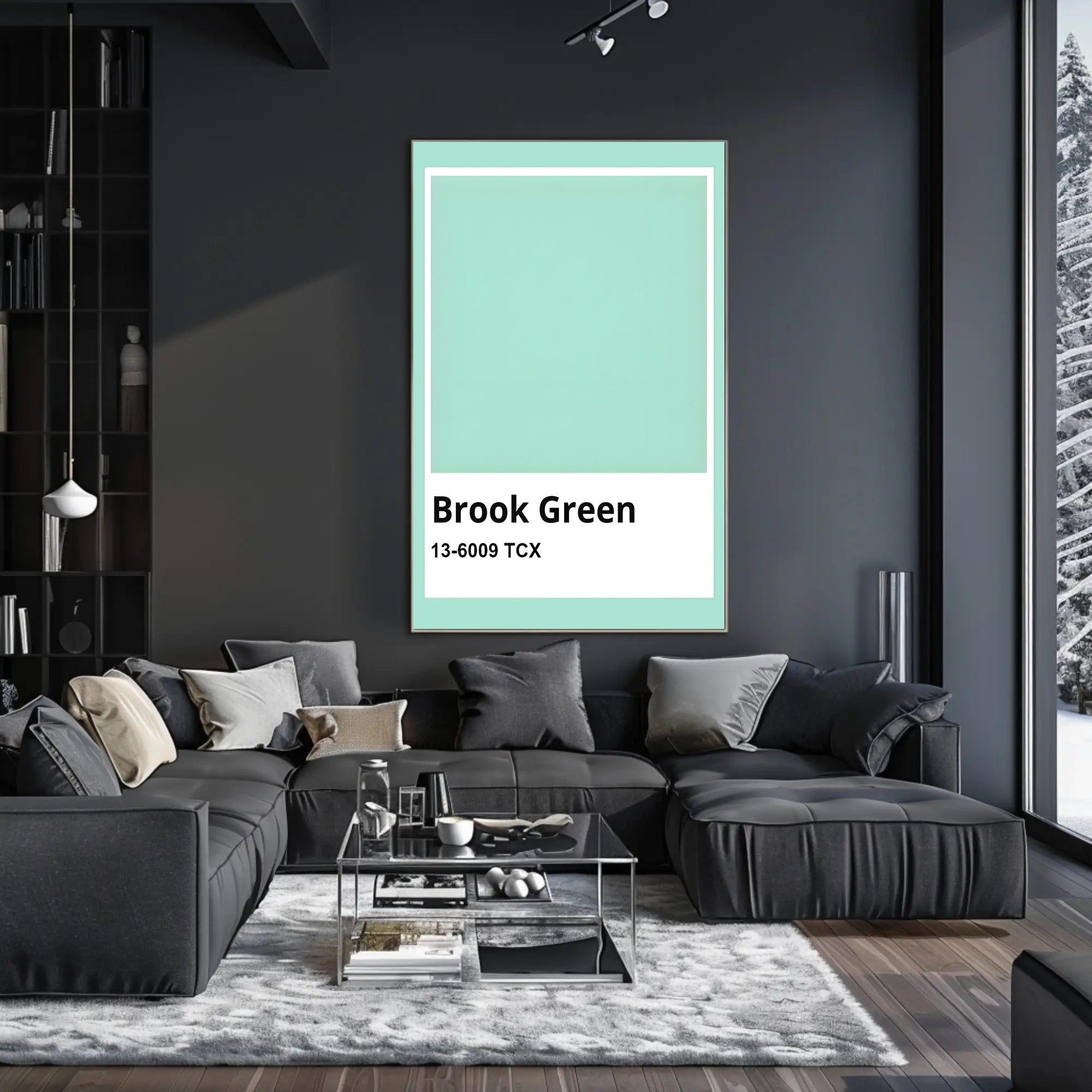 Minimalist Teal Green Interior Design Poster PosterGoat