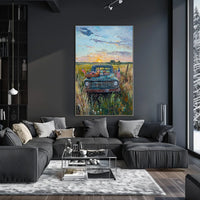 Vintage Pickup Truck Abstract Art On Canvas Fine Poster