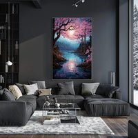 Tranquil Cherry Blossom Lake Poster