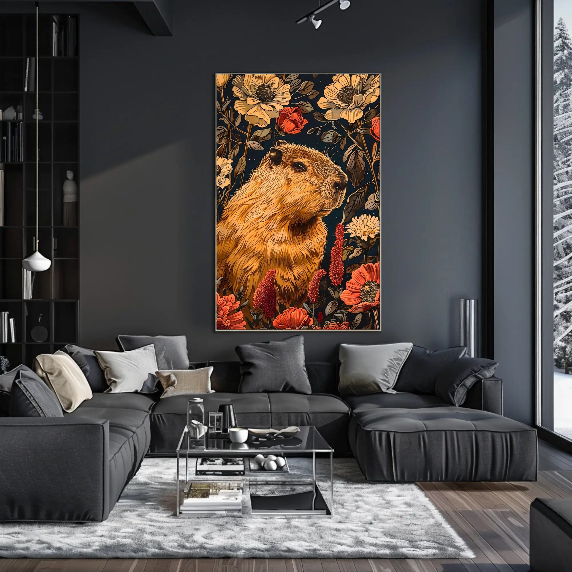 Capybara in Bloom Wall Art Print