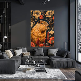 Capybara in Bloom Wall Art Print