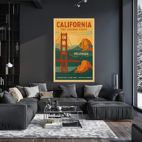 California Landmarks Vintage Travel Poster