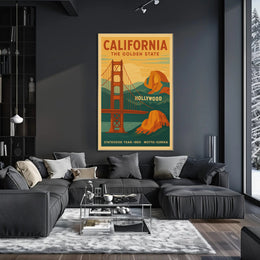 California Landmarks Vintage Travel Poster