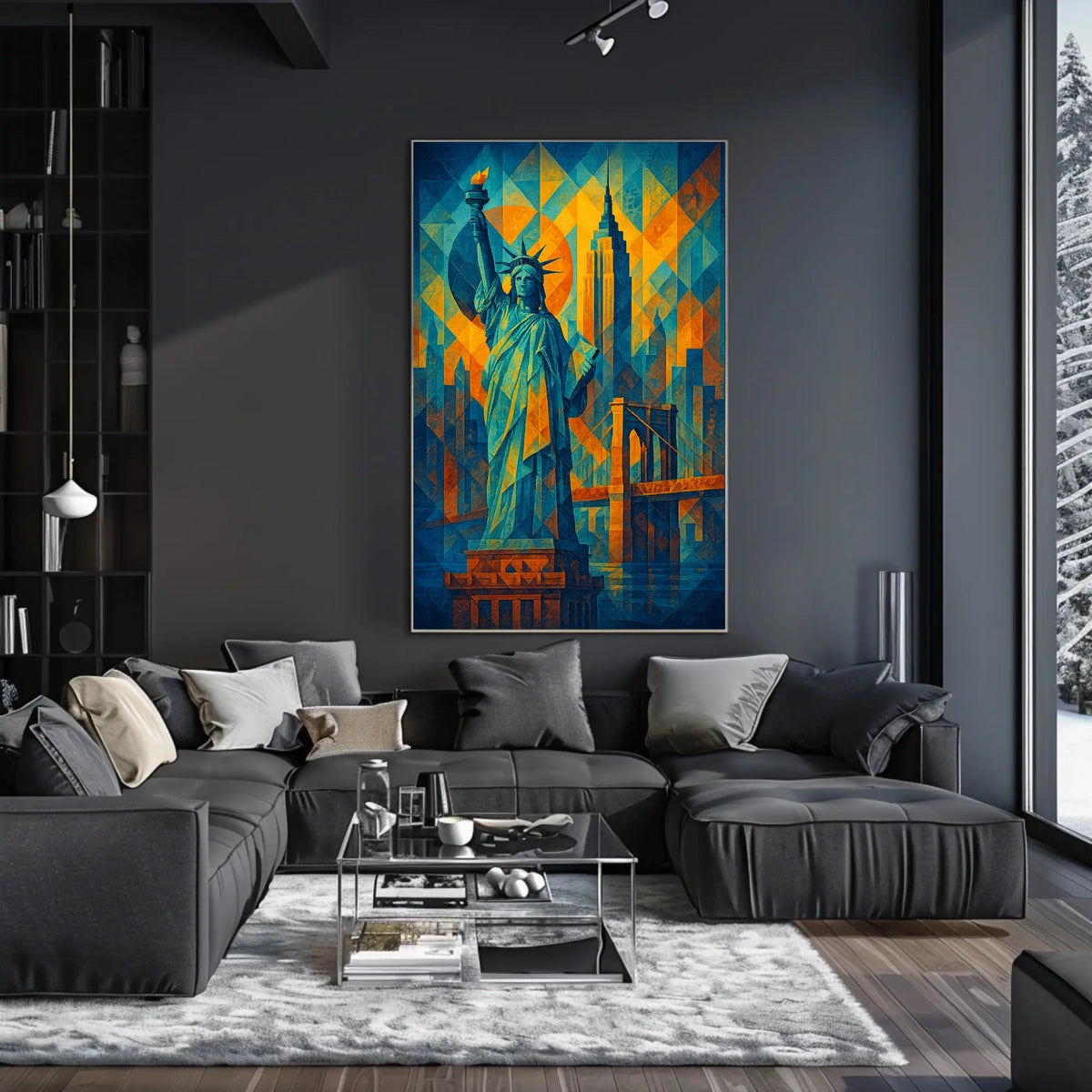 New York City Landmarks Poster Abstract Skyline Wall Art