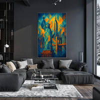 New York City Landmarks Poster Abstract Skyline Wall Art