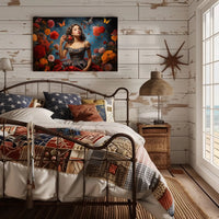 Romantic Vintage Scene with Butterflies Artistic Poster