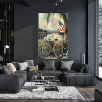Bicycle With Daisy Basket By Riverside Under Willow Poster