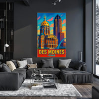 Des Moines, Iowa Vibrant Cityscape Poster