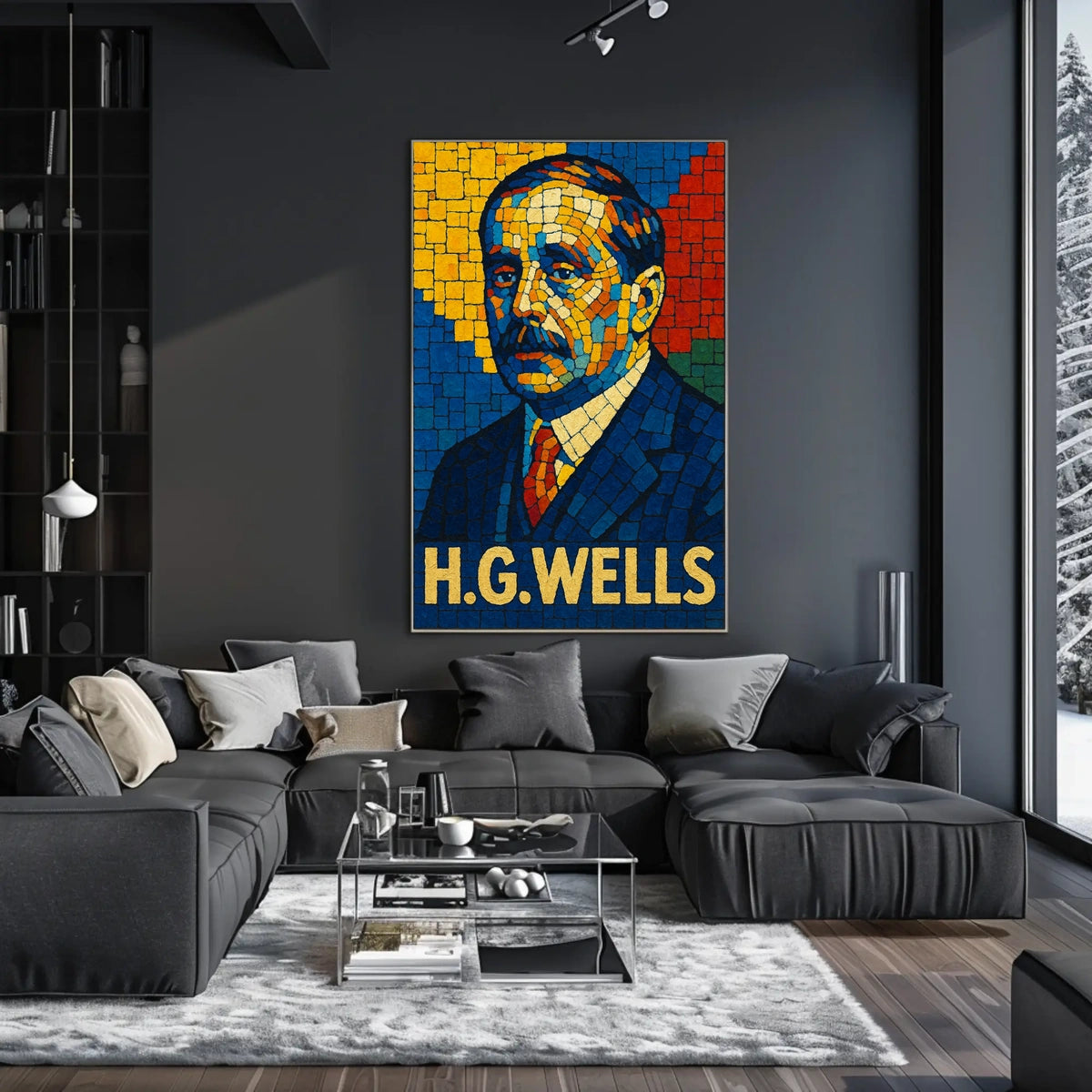 H.G. Wells Mosaic Portrait Poster