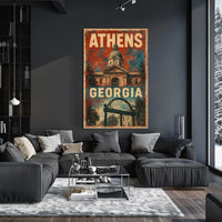 Athens Georgia Campus Town Vintage Poster