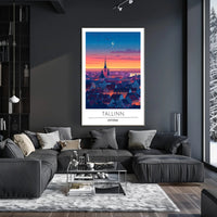 Tallinn Dusk Skyline Travel Poster