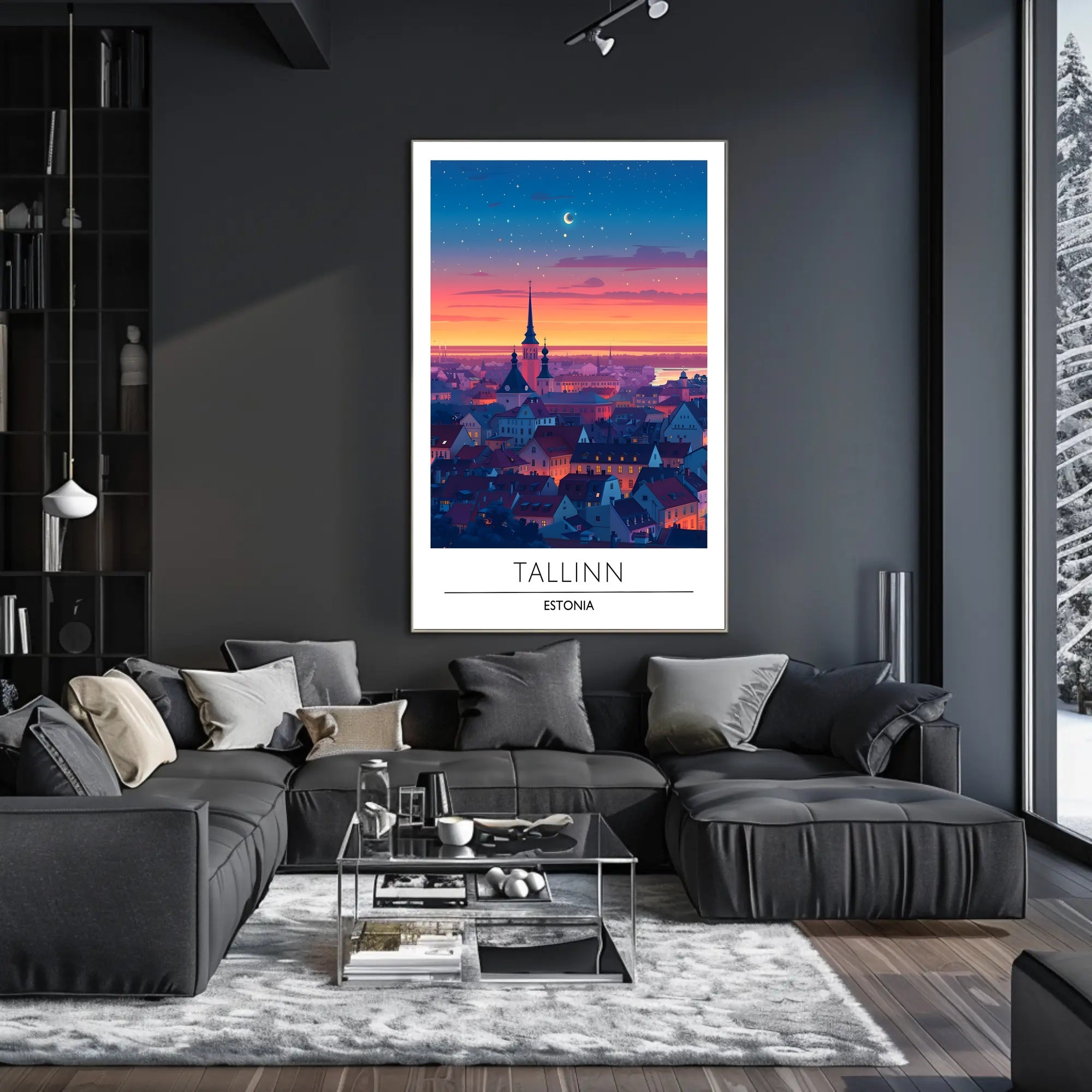 Tallinn Dusk Skyline Travel Poster
