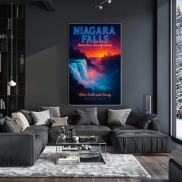 Niagara Falls Sunset Travel Poster PosterGoat