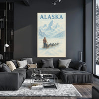 Alaska Dog Sledding Vintage Travel Poster
