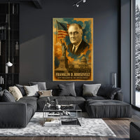 Franklin D. Roosevelt 32nd President of the United States Layered Digital Collage Poster