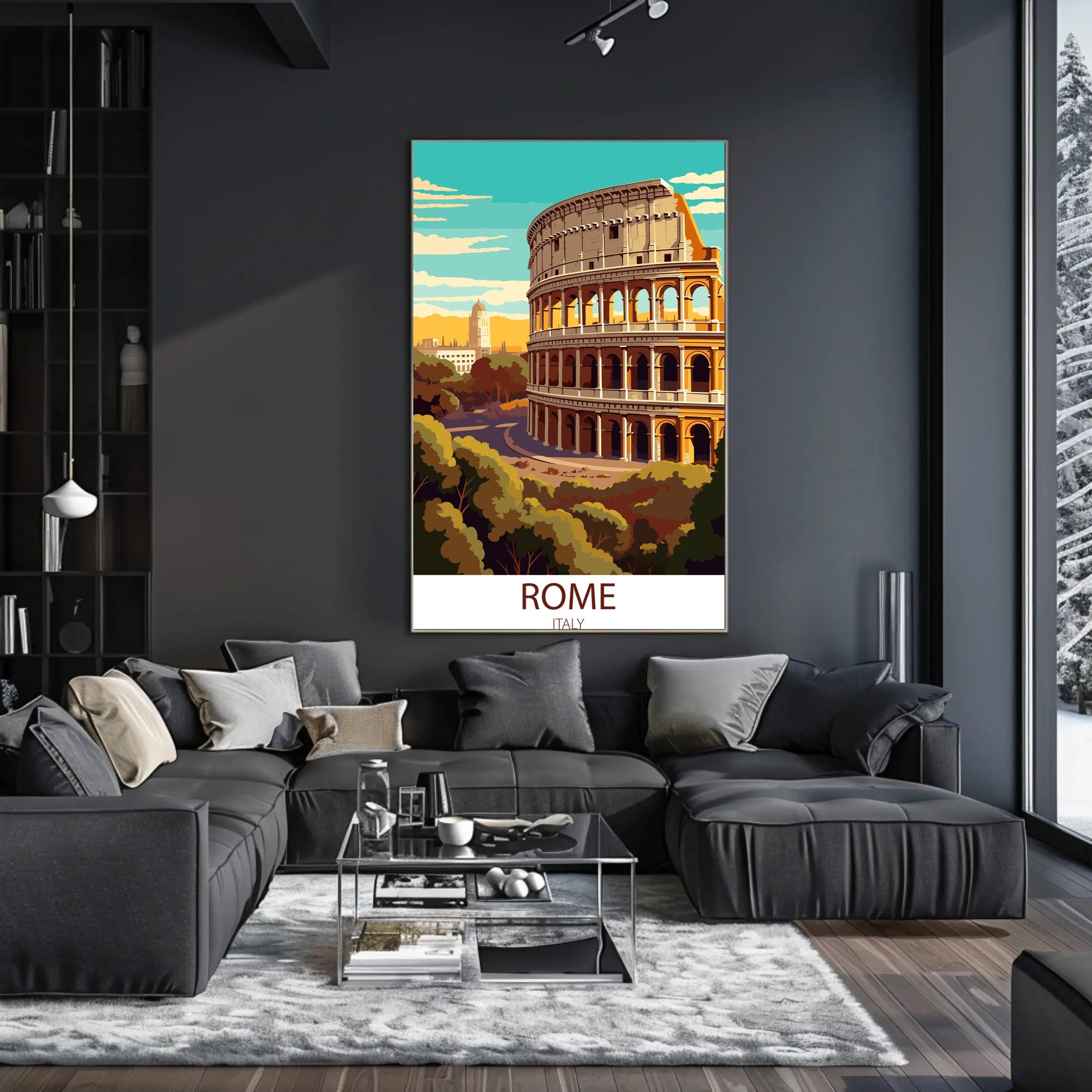 Colosseum by Day: Modern Rome Travel Poster