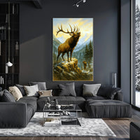 Majestic Elk in the Mountains Poster PosterGoat