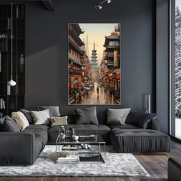 Rainy Day In A Traditional Asian Street Poster