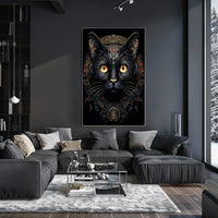 Mystical Golden-Eyed Cat Art Print Animal Poster