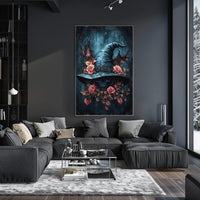 Mystical Skull and Roses Witch Hat Artistic Poster