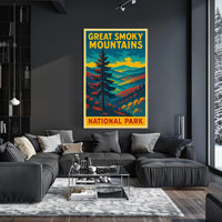 Great Smoky Mountains Vintage Travel Poster Art Nostalgic Retro Adventure Landscape Poster