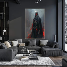 Dark Fantasy Skeleton Poster with Red Accents PosterGoat