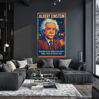 Albert Einstein Portrait Modern Scientific Relativity Mindful Wanderlust Decor Poster