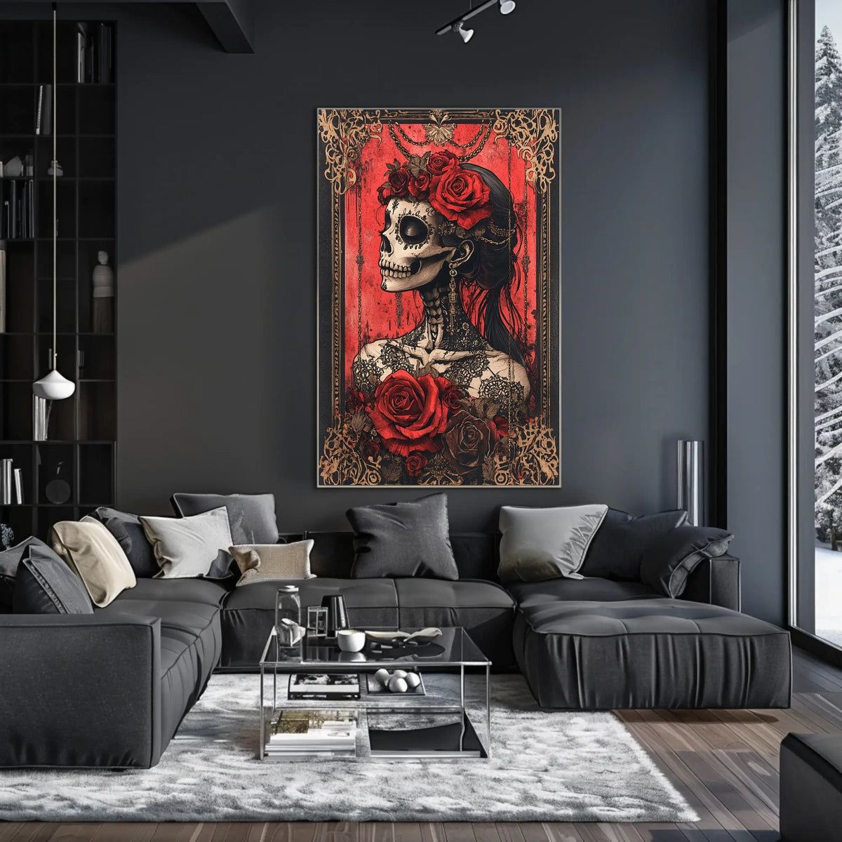 Day of the Dead Skull Woman Cultural Poster