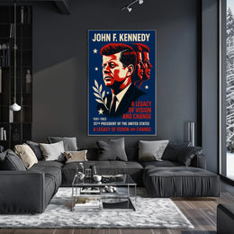 JFK Patriotic Legacy Vintage Art Poster Print