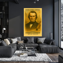 Andrew Johnson 17th President of the United States Vintage Watercolor Poster