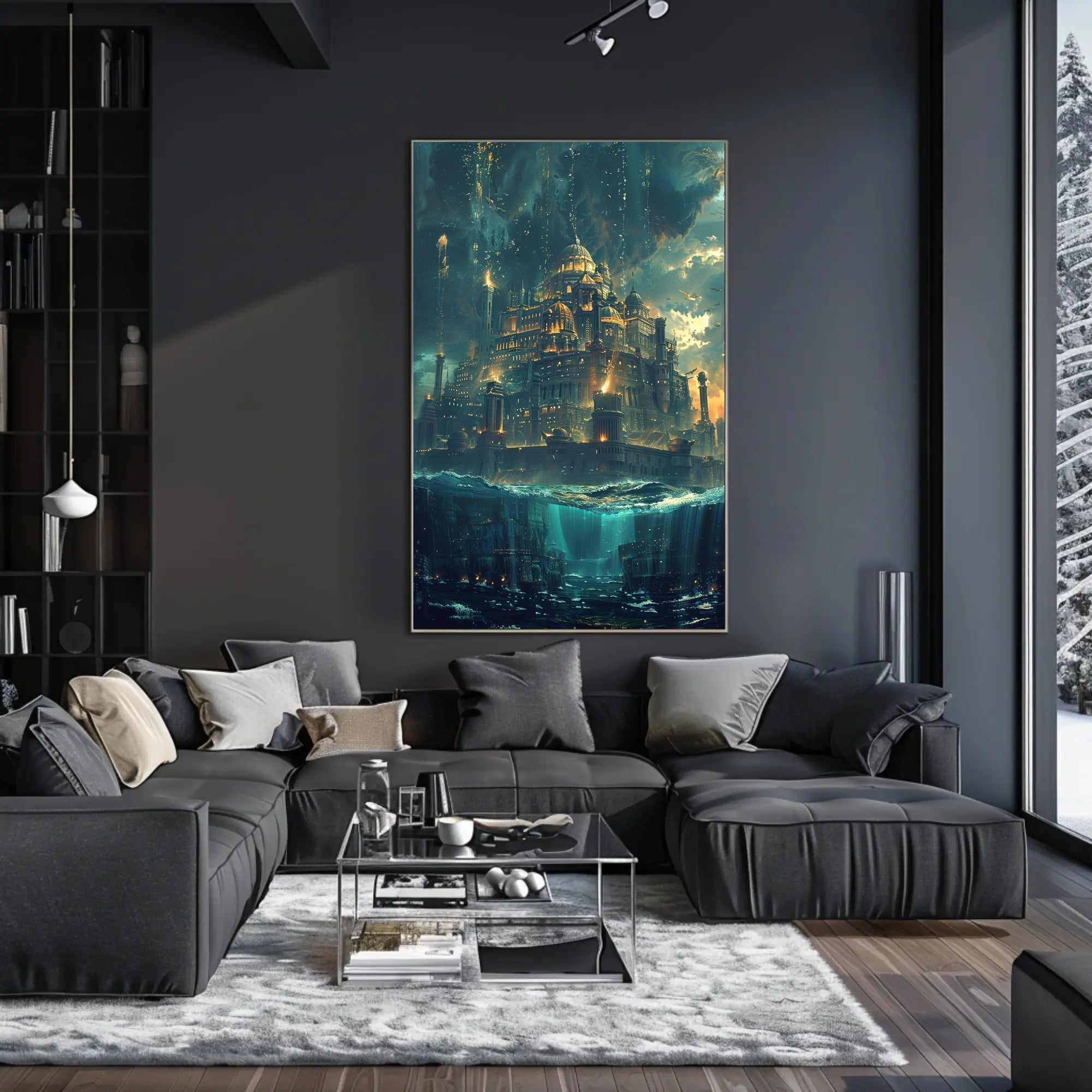 Lost Atlantis Cityscape: Surreal Fantasy Mythology Poster PosterGoat