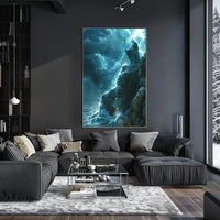 Mystical Storm Wizard Overlooking Ocean Fantasy or Mythology Poster PosterGoat