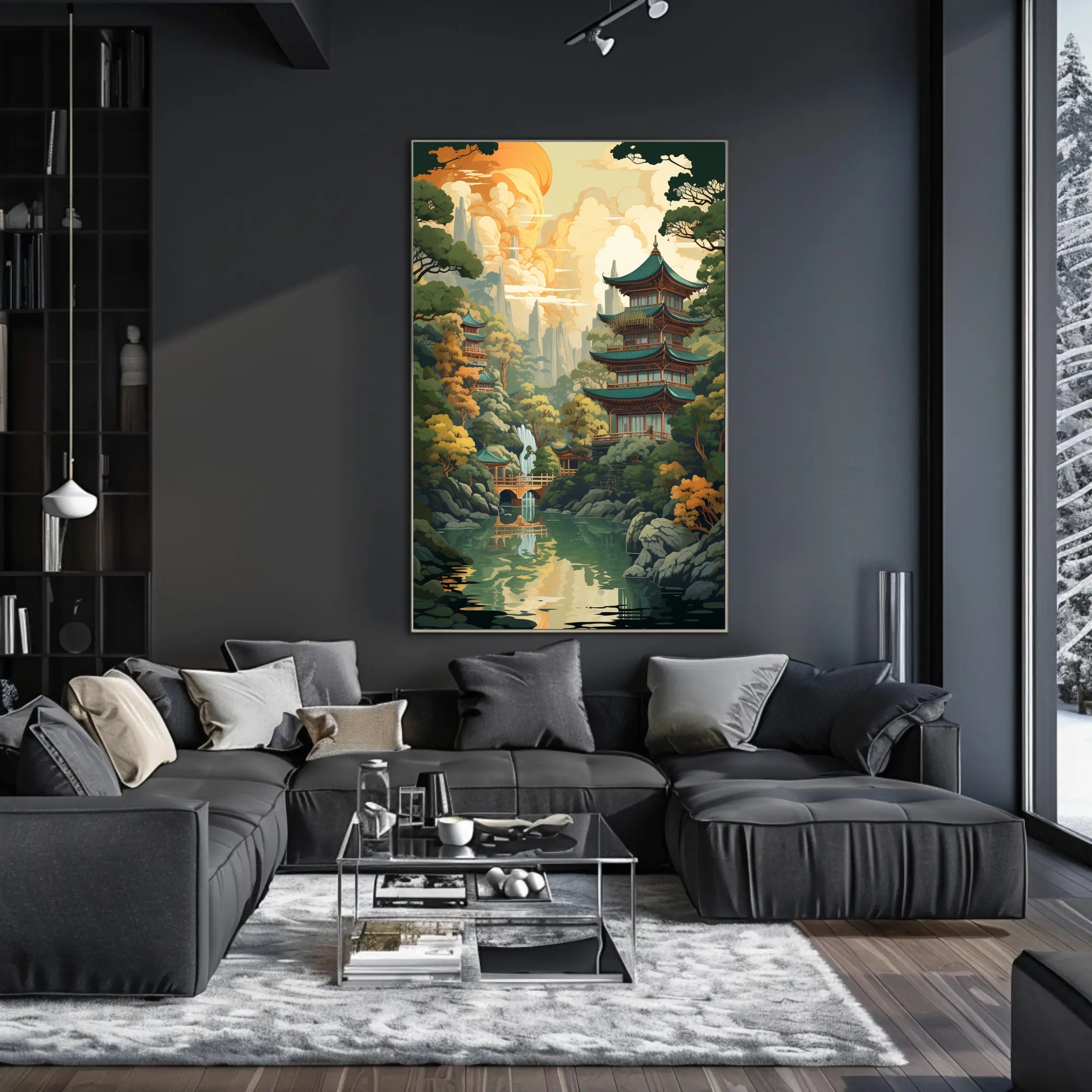 Tranquil Pagoda Landscape Poster