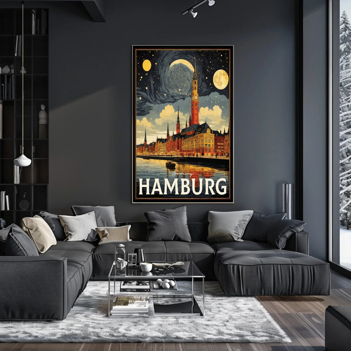 Hamburg A Nighttime Cityscape Poster