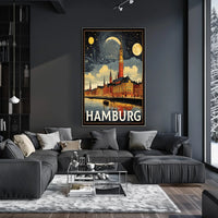 Hamburg A Nighttime Cityscape Poster