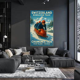 Switzerland Bobsleigh Team Chamonix 1924 Poster