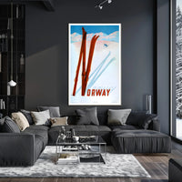 Norwegian Winter Ski Adventure Vintage Travel Poster PosterGoat