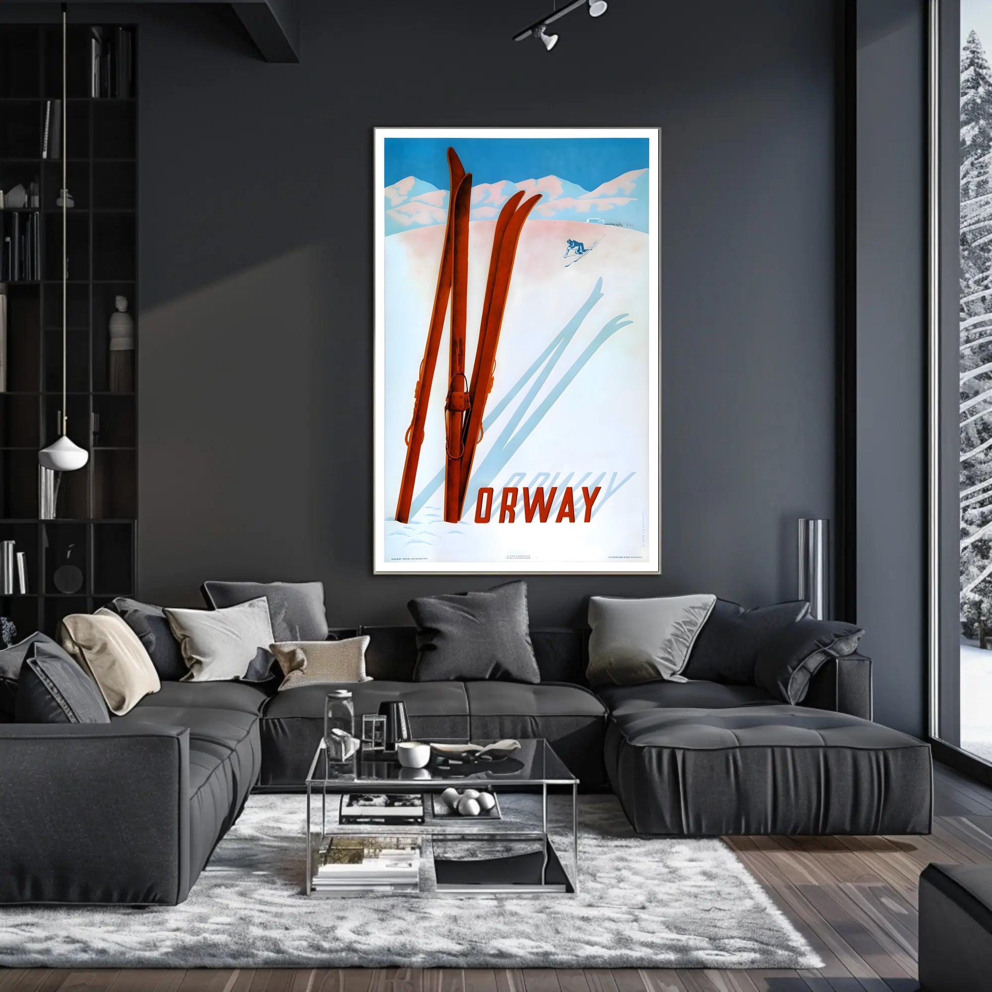 Norwegian Winter Ski Adventure Vintage Travel Poster PosterGoat