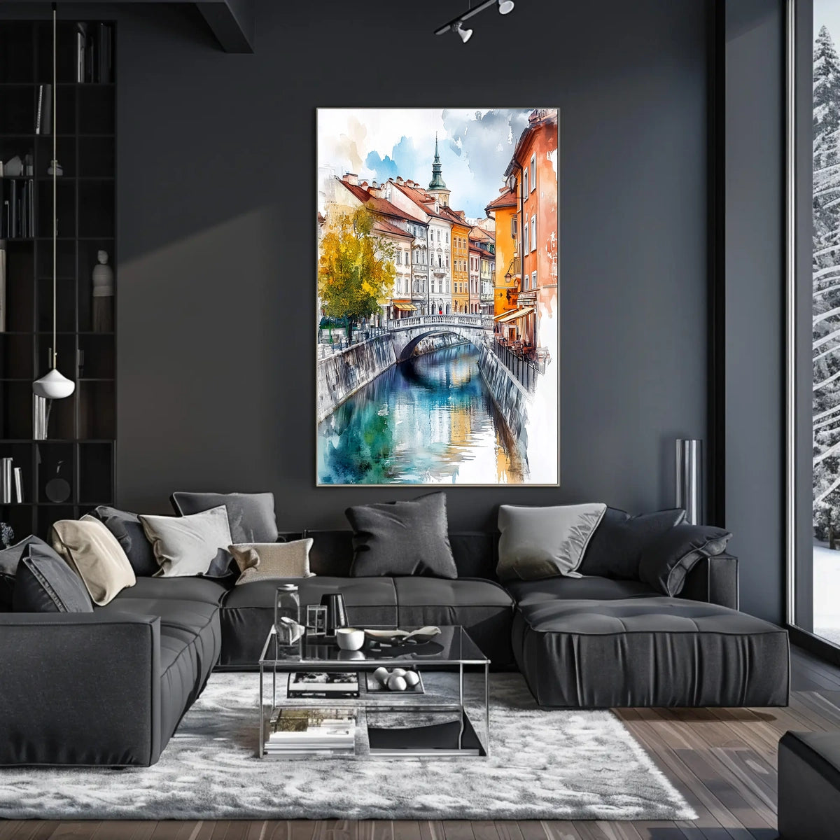 Ljubljana Old Town Street Scene Slovenia City View Poster