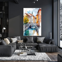 Ljubljana Old Town Street Scene Slovenia City View Poster