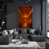 Gothic Cathedral Interior Hyper Realistic Art Decor Poster