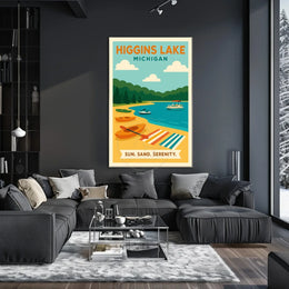 Higgins Lake Getaway: Modern Travel Poster