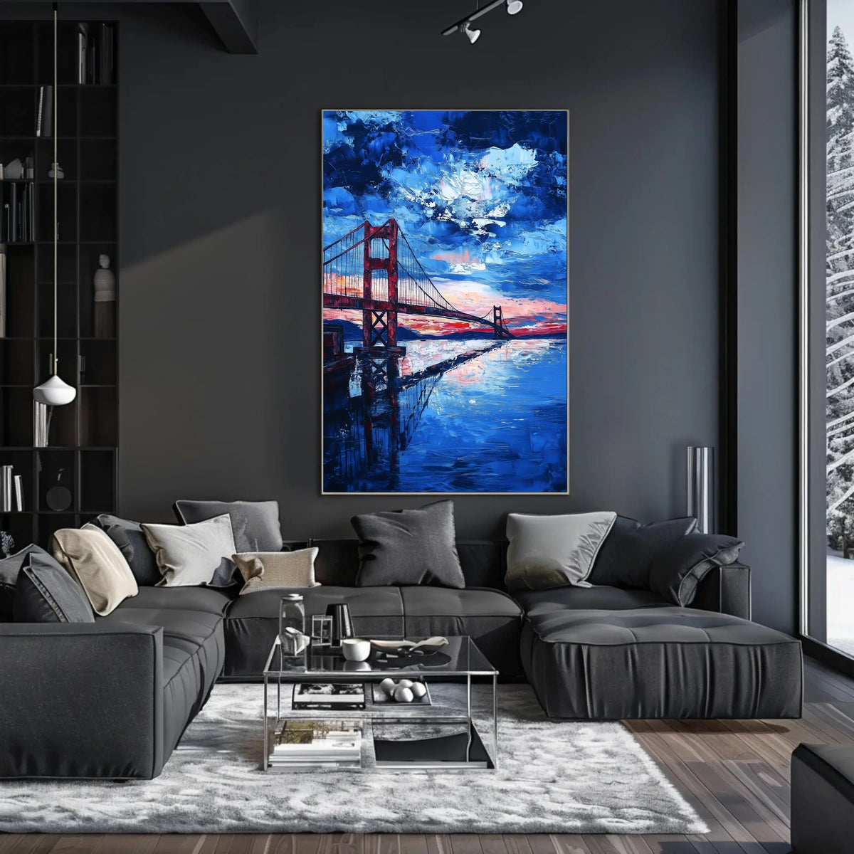 Golden Gate Bridge Sunset Landscape Artwork Modern Poster