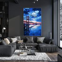Golden Gate Bridge Sunset Landscape Artwork Modern Poster