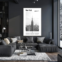 New York City Skyline Monochrome Poster Vintage Wall Art
