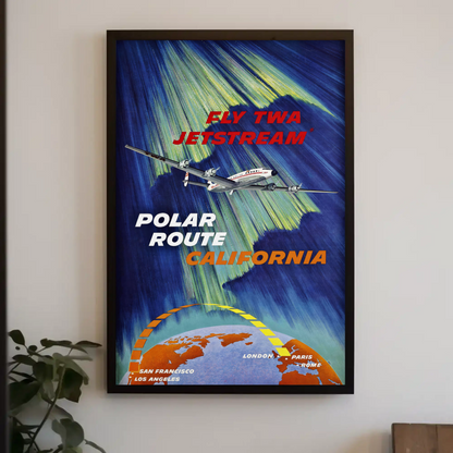 Fly TWA Jetstream Polar Route Travel Poster by David Klein