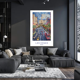 Las Vegas Cityscape Vibrant Watercolor Travel Poster PosterGoat
